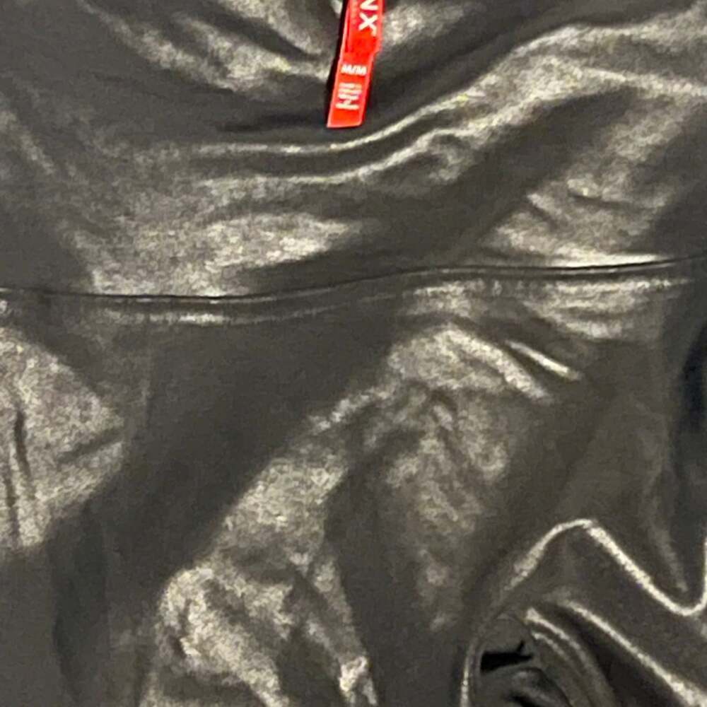 SPANX Faux Leather Leggings Black Size Medium High Rise Shaper